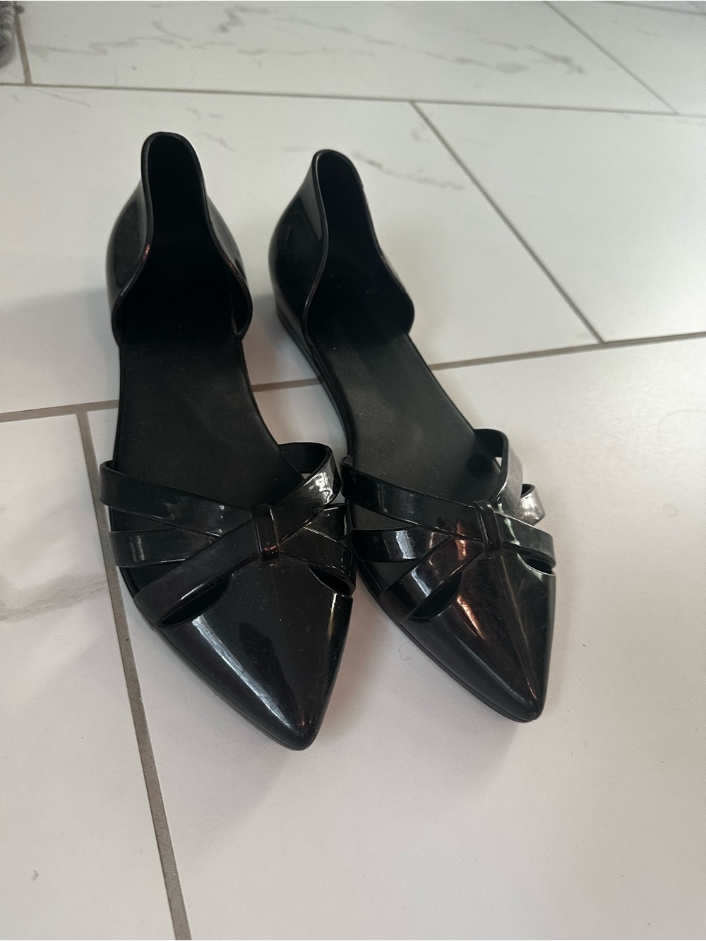 Aldo - Black Pointed Flat with Bow Accent